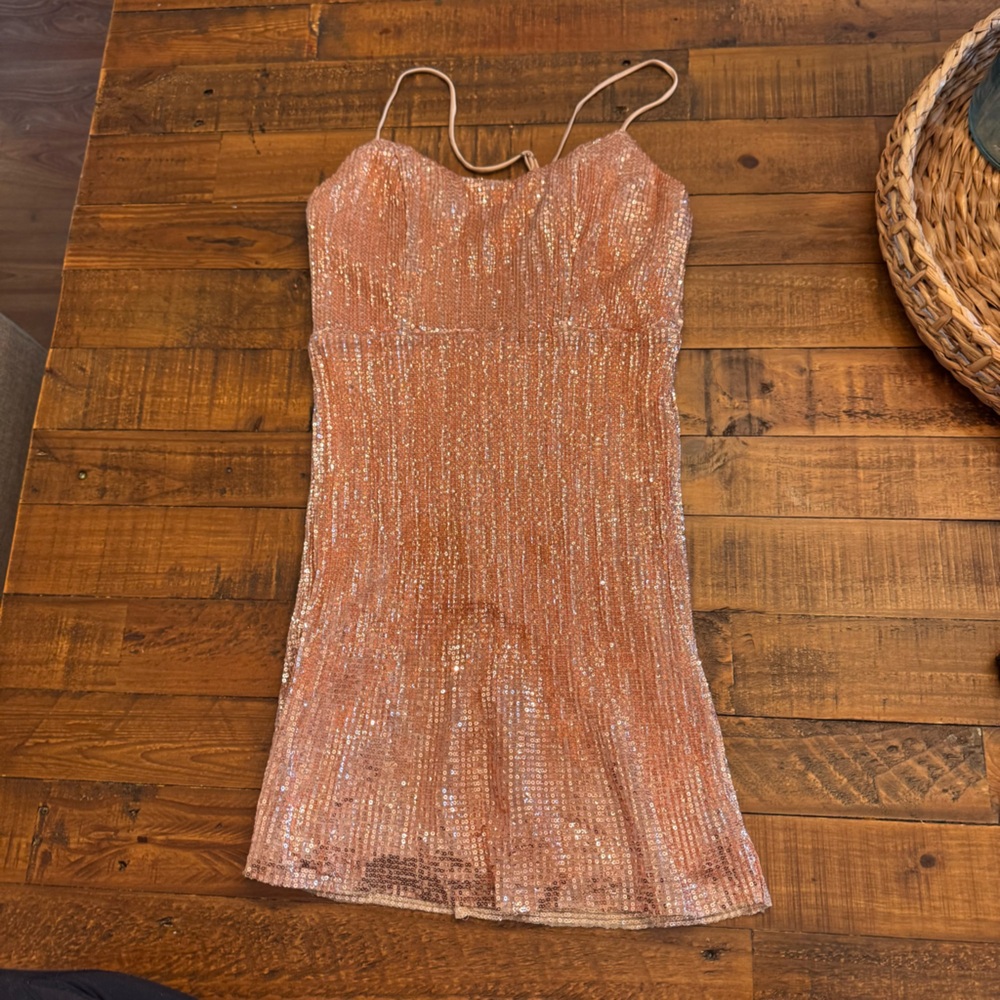 HELLO MOLLY Sparkling Rose Gold‎ Mini Dress